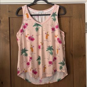 P.J. Salvage Womens Cocktail Tropical Pajama Sleep Tank Top Womens L Pink cool